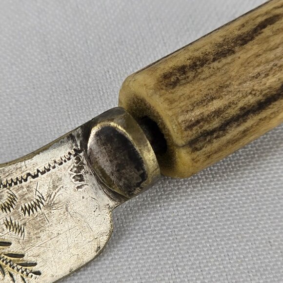 Vintage Horn Handle Abalone Schell Fork & Knife - Picture 14 of 16